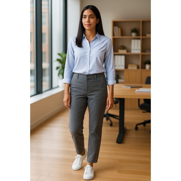 J.Crew High-Rise Girlfriend Pants Gray Size 10 Casual Slim Fit Stretch Work - Picture 1 of 16